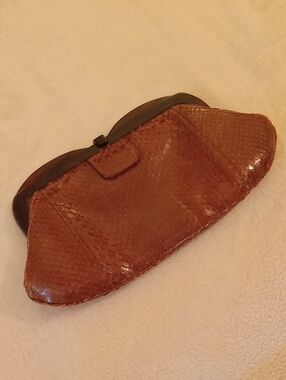 Vintage 70s Mr. Jay Genuine Snakeskin Clutch Tortoise Bakelite Frame